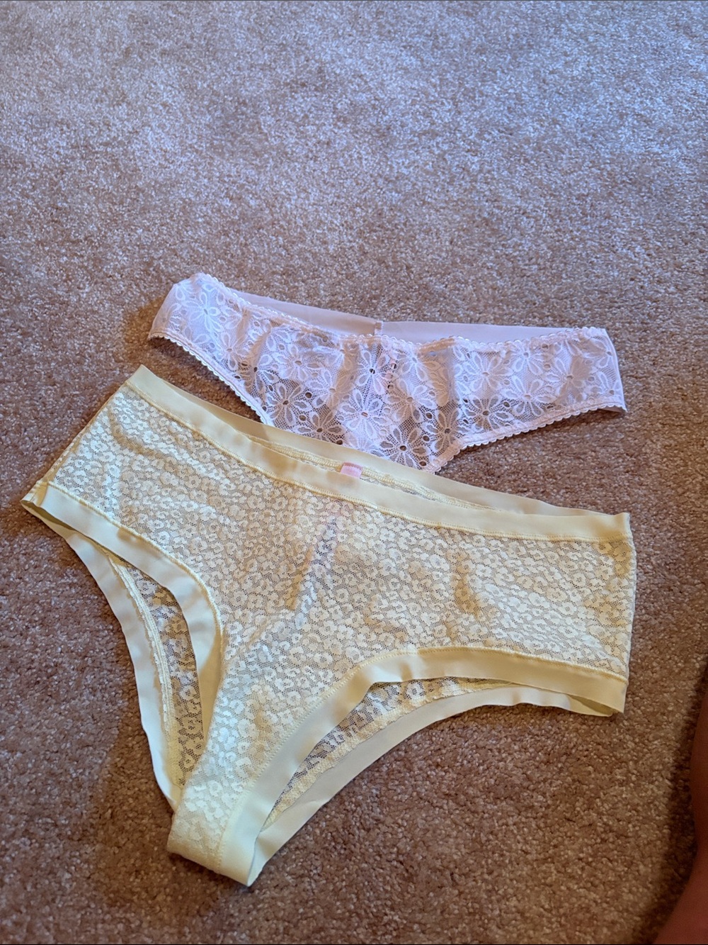 Victoria's Secret Lace Bikini & Hipster Set - Pink and Yellow